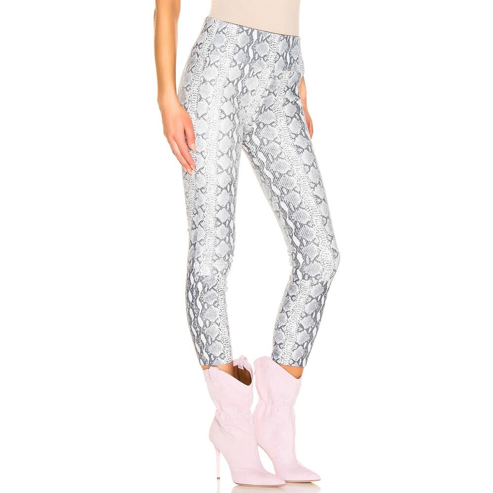 SPRWMN High Waist 3/4 Leather Leggings Gray Snake Print 100% Lambskin Size Large - Picture 3 of 16